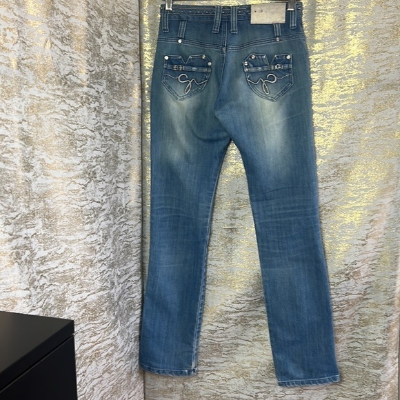 LEE Nice Light Blue Wash Sequinned/Metal Detailed Straight Jeans Size 28 - Picture 7 of 15
